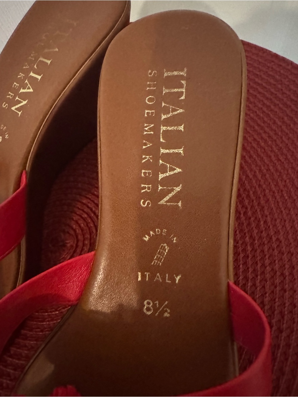 Italian Shoemakers Red Floral Wedge Sandals - Picture 4 of 4